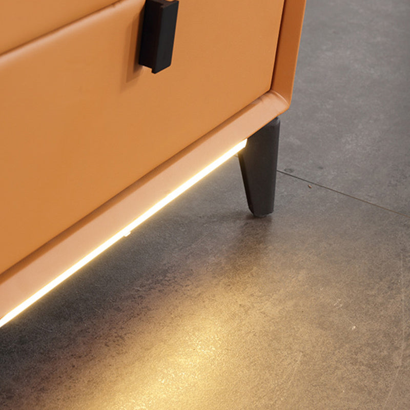 Cargador inalámbrico contemporáneo y luz LED con sensor para mesilla de noche - Encimera de piedra sinterizada con 2 cajones para dormitorio 