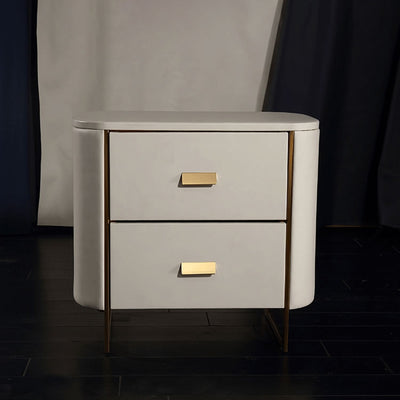 Modern Luxury Gold Titanium Faux Leather Nightstand - Soft-Touch Bedside Table For Bedroom