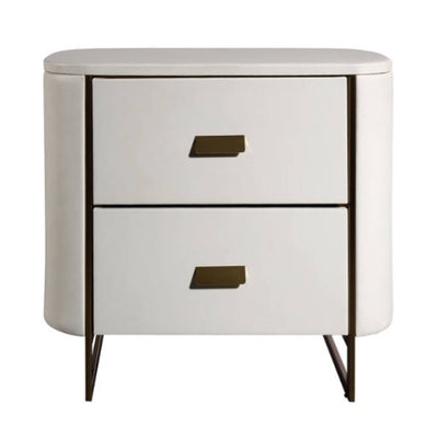 Modern Luxury Gold Titanium Faux Leather Nightstand - Soft-Touch Bedside Table For Bedroom