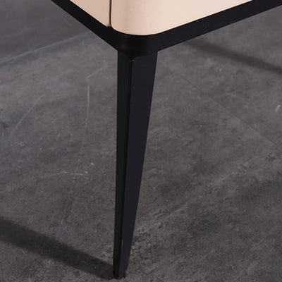 Contemporary Matte Metal Faux Leather Bedside Table - 1-Drawer Nightstand For Bedroom