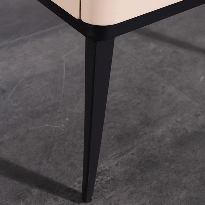 Contemporary Matte Metal Faux Leather Bedside Table - 1-Drawer Nightstand For Bedroom