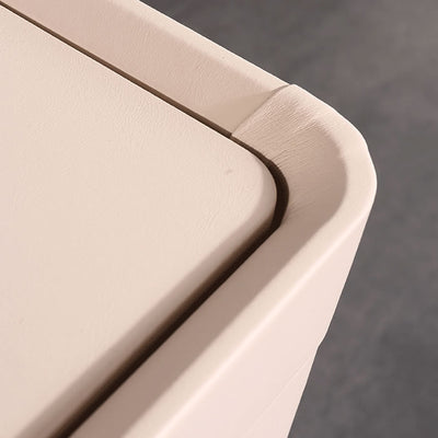 Contemporary Matte Metal Faux Leather Bedside Table - 1-Drawer Nightstand For Bedroom