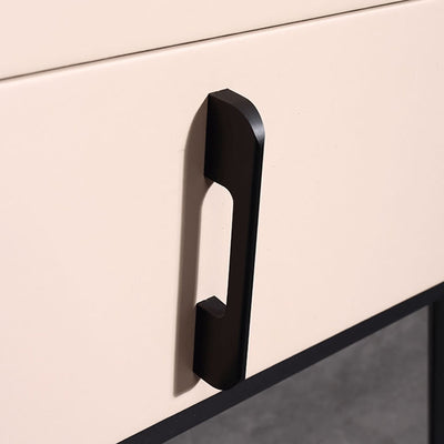 Contemporary Matte Metal Faux Leather Bedside Table - 1-Drawer Nightstand For Bedroom