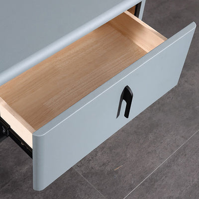 Contemporary Scandinavian Faux Leather Bedside Table - Curved Square 1-Drawer For Bedroom