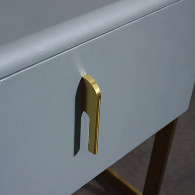 Contemporary Scandinavian Faux Leather Bedside Table - Curved Square 1-Drawer For Bedroom