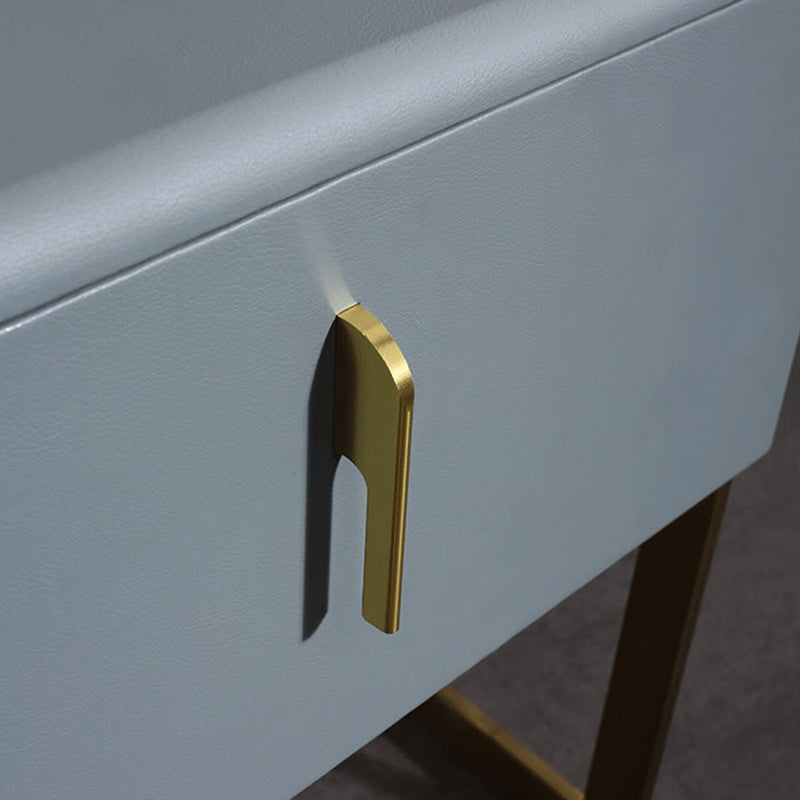 Contemporary Scandinavian Faux Leather Bedside Table - Curved Square 1-Drawer For Bedroom