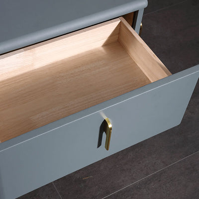 Contemporary Scandinavian Faux Leather Bedside Table - Curved Square 1-Drawer For Bedroom