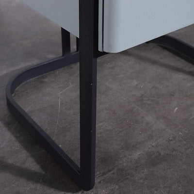 Contemporary Scandinavian Faux Leather Bedside Table - Curved Square 1-Drawer For Bedroom