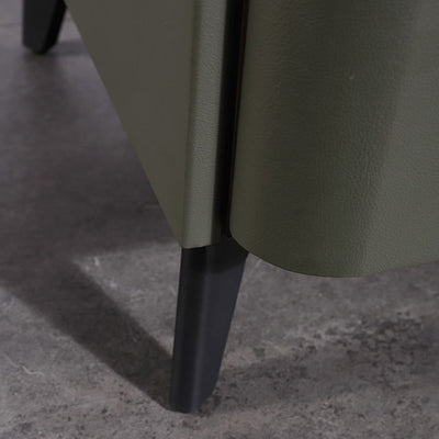 Contemporary Nordic Dual-Finish Nightstand - Square Sintered Stone Top Bedside Table For Bedroom