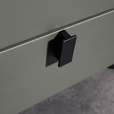 Contemporary Nordic Dual-Finish Nightstand - Square Sintered Stone Top Bedside Table For Bedroom