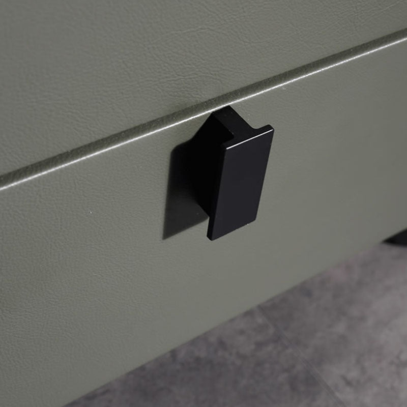 Contemporary Nordic Dual-Finish Nightstand - Square Sintered Stone Top Bedside Table For Bedroom