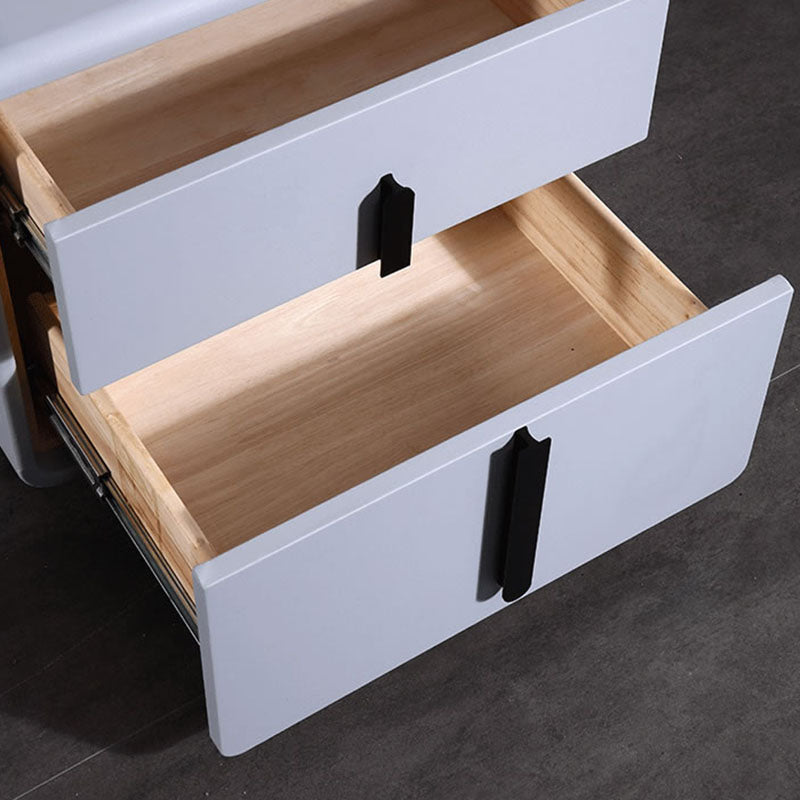 Modern Minimalist Faux Leather Nightstand - Square 2 Drawer Bedside Table For Bedroom