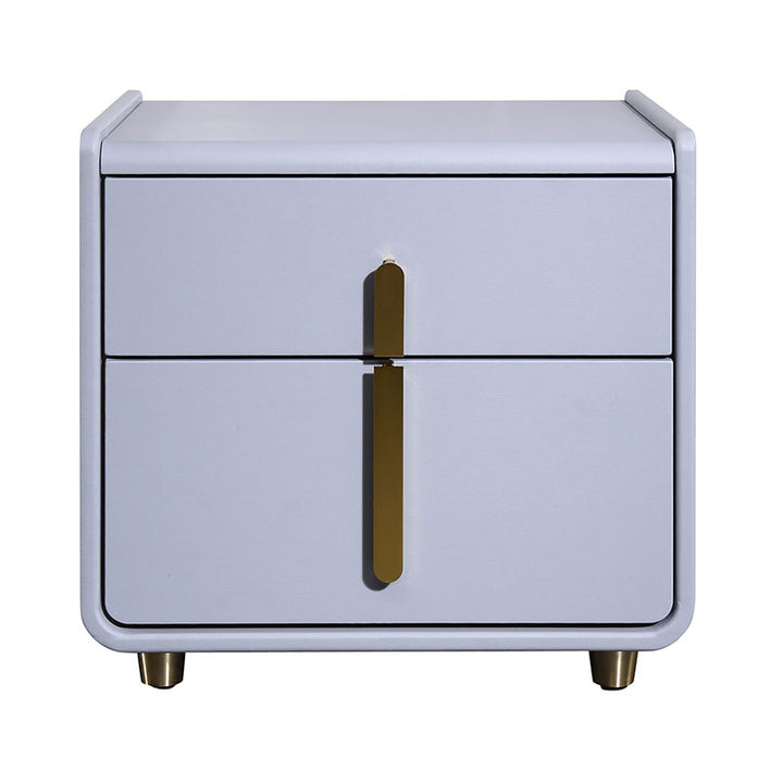 Moderna mesita de noche minimalista de cuero sintético - Mesa de noche cuadrada con 2 cajones para dormitorio 