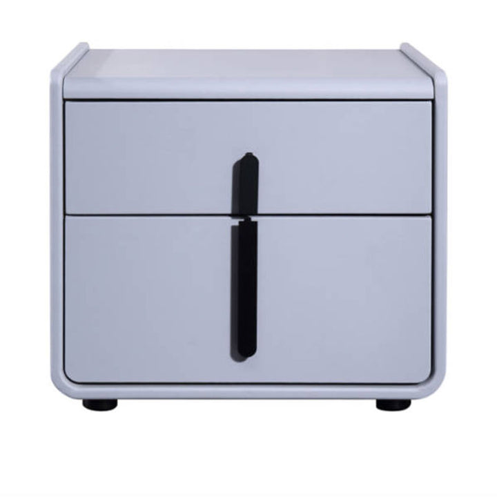 Moderna mesita de noche minimalista de cuero sintético - Mesa de noche cuadrada con 2 cajones para dormitorio 