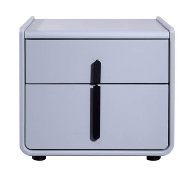 Modern Minimalist Faux Leather Nightstand - Square 2 Drawer Bedside Table For Bedroom