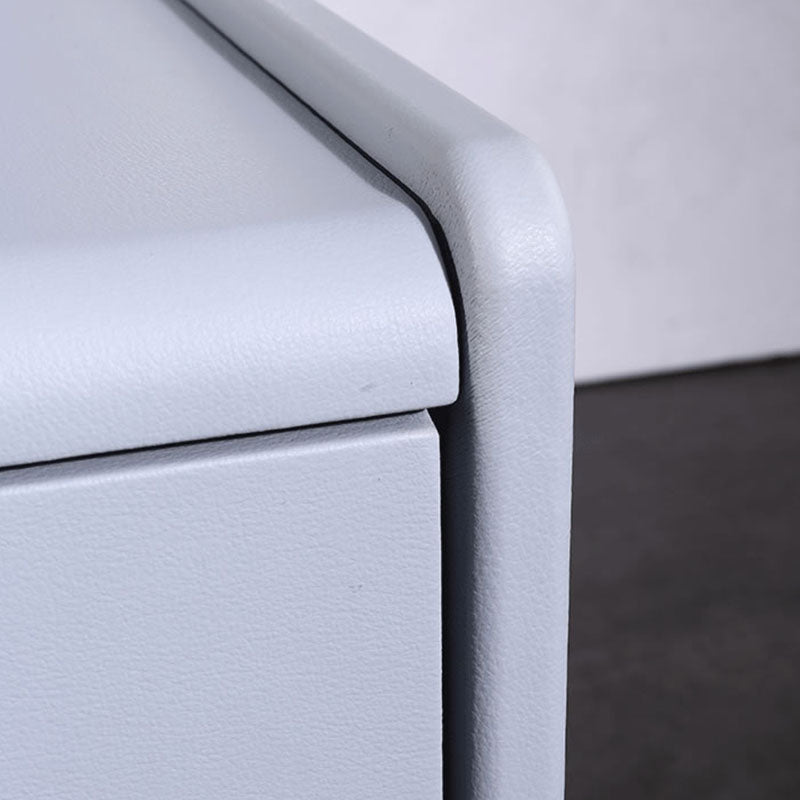 Moderna mesita de noche minimalista de cuero sintético - Mesa de noche cuadrada con 2 cajones para dormitorio 