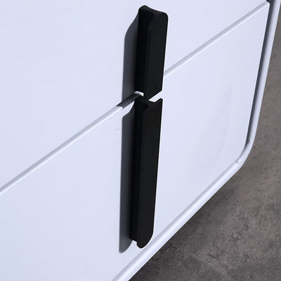 Modern Minimalist Faux Leather Nightstand - Square 2 Drawer Bedside Table For Bedroom