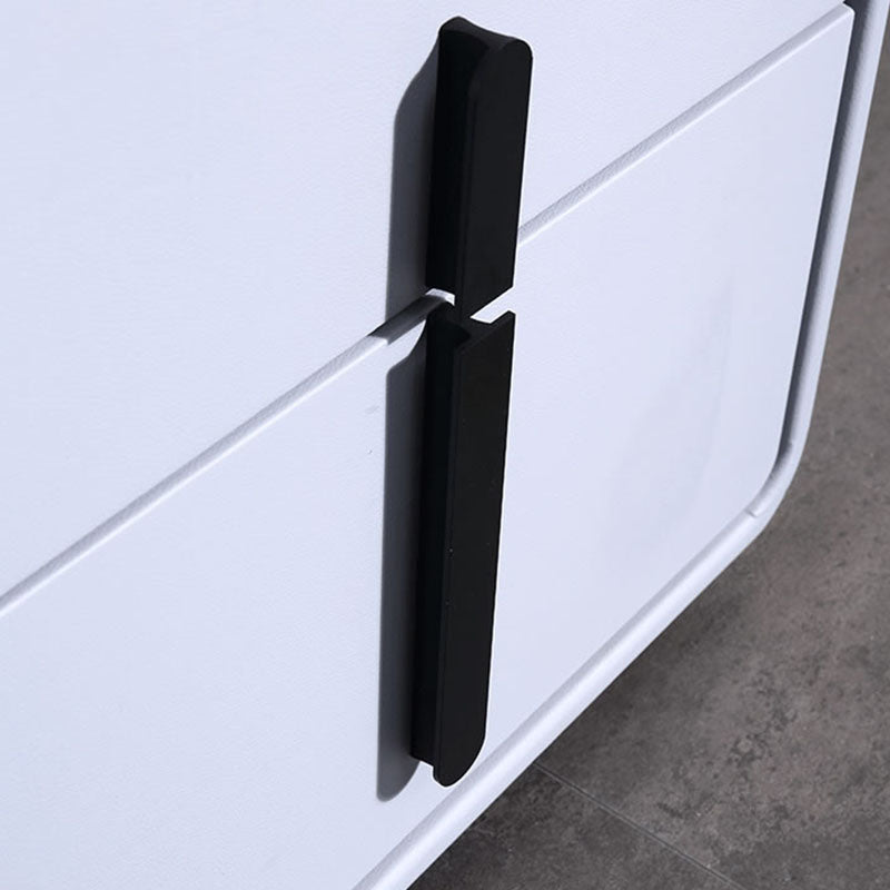 Modern Minimalist Faux Leather Nightstand - Square 2 Drawer Bedside Table For Bedroom