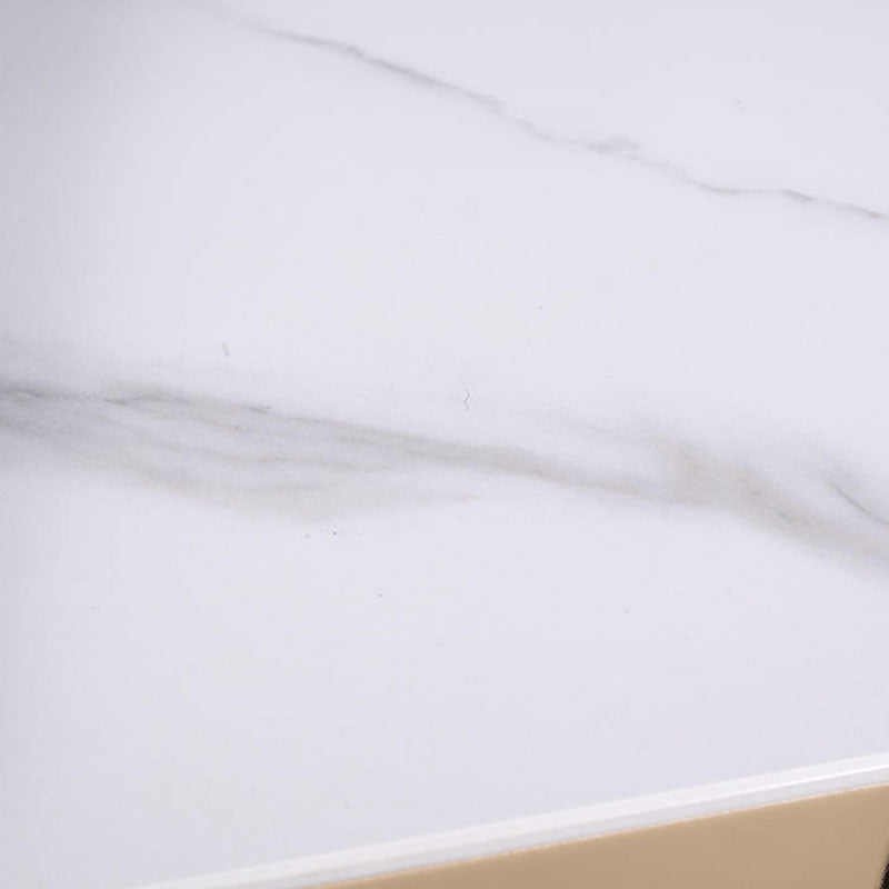 Contemporary Nordic Sintered Stone Metal Bedside Table - Curved Edges 2 Drawers Nightstand For Bedroom