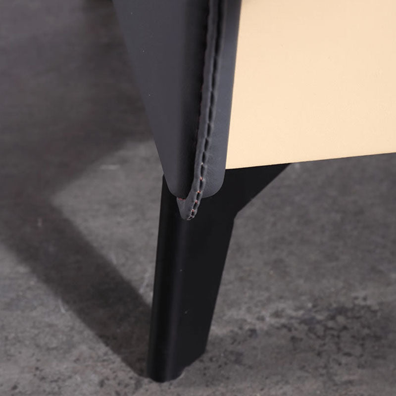 Contemporary Nordic Sintered Stone Metal Bedside Table - Curved Edges 2 Drawers Nightstand For Bedroom