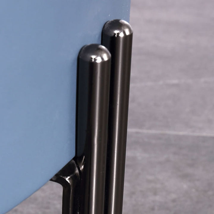 Contemporary Sintered Stone Top Metal Legs Nightstand - 2 Drawers Bedside Cabinet For Bedroom