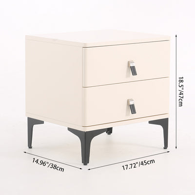 Modern Minimalist Elegant 2 Drawers Nightstand - Soft Rounded Edges Bedside Table For Bedroom