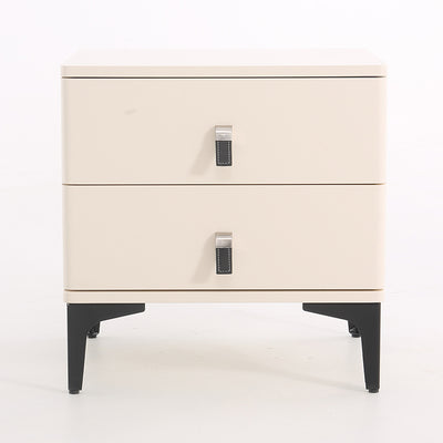 Modern Minimalist Elegant 2 Drawers Nightstand - Soft Rounded Edges Bedside Table For Bedroom