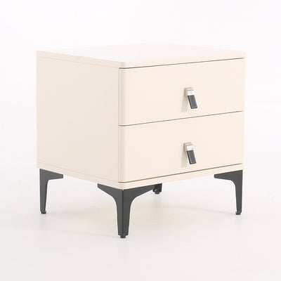 Modern Minimalist Elegant 2 Drawers Nightstand - Soft Rounded Edges Bedside Table For Bedroom
