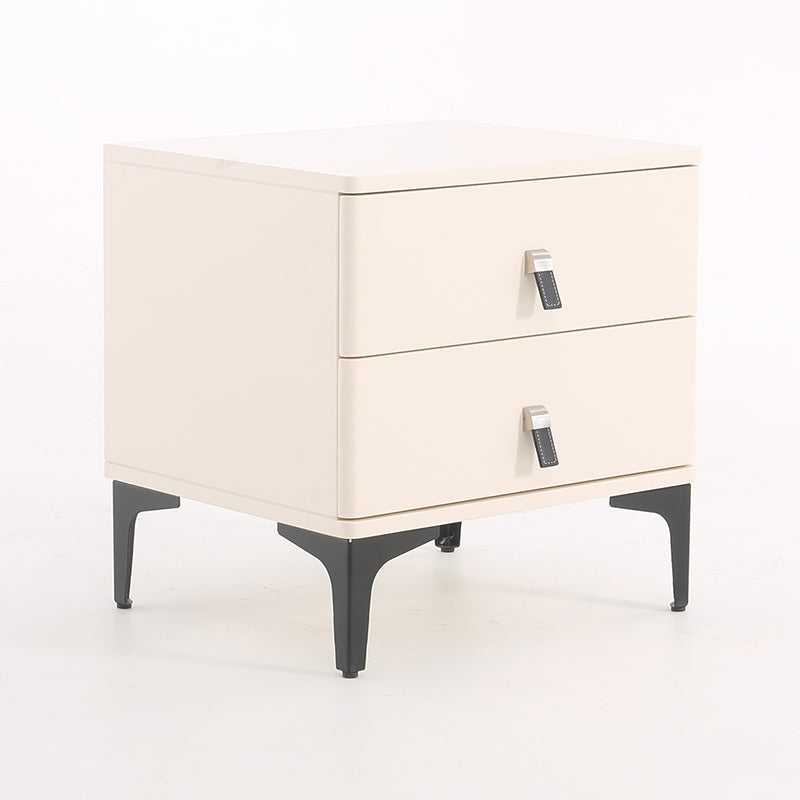 Modern Minimalist Elegant 2 Drawers Nightstand - Soft Rounded Edges Bedside Table For Bedroom