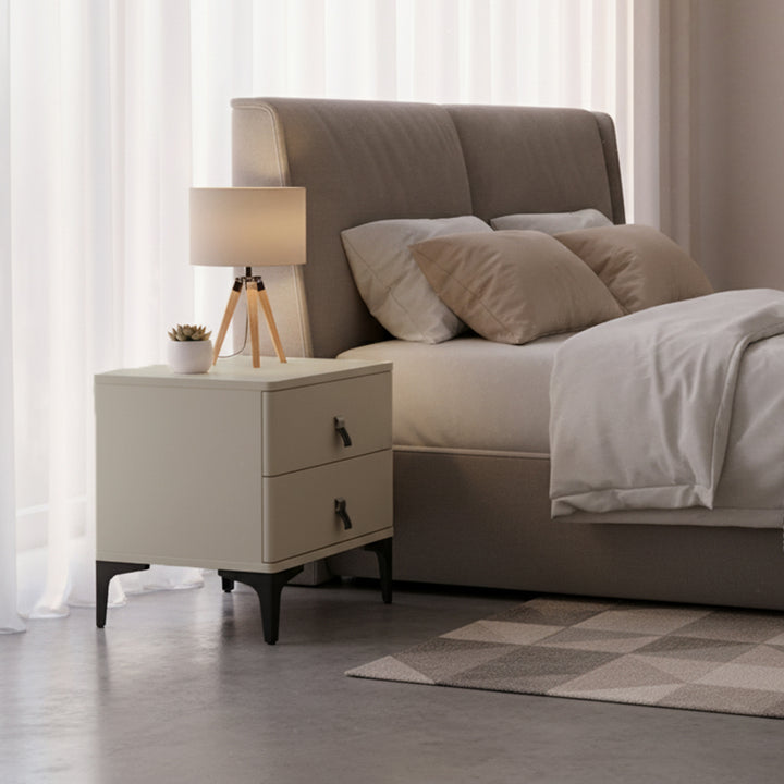 Table de chevet moderne minimaliste élégante à 2 tiroirs - Table de nuit aux bords arrondis et doux pour chambre à coucher 