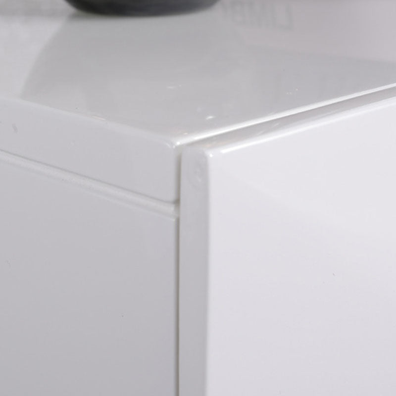 Modern Minimalist High-Gloss Veneer 2 Drawers Nightstand - Diamond Texture Bedside Table For Bedroom