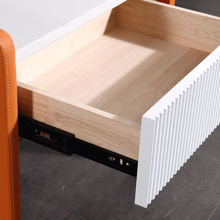 Table de chevet à 1 tiroir avec rainure verticale traditionnelle française - table de chevet carrée cannelée pour chambre à coucher 