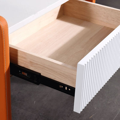 Traditional French Vertical Groove 1 Drawer Nightstand - Ribbed Square Bedside Table For Bedroom