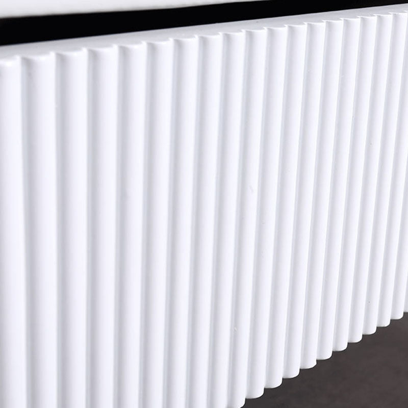 Traditional French Vertical Groove 1 Drawer Nightstand - Ribbed Square Bedside Table For Bedroom