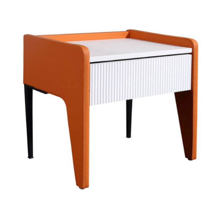 Table de chevet à 1 tiroir avec rainure verticale traditionnelle française - table de chevet carrée cannelée pour chambre à coucher 