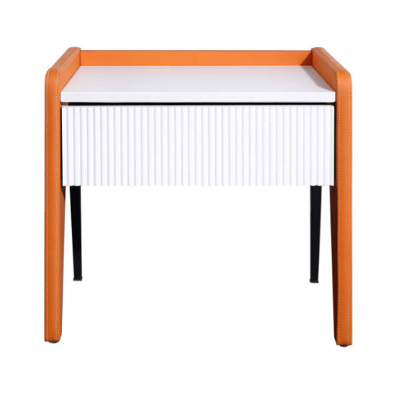Table de chevet à 1 tiroir avec rainure verticale traditionnelle française - table de chevet carrée cannelée pour chambre à coucher 