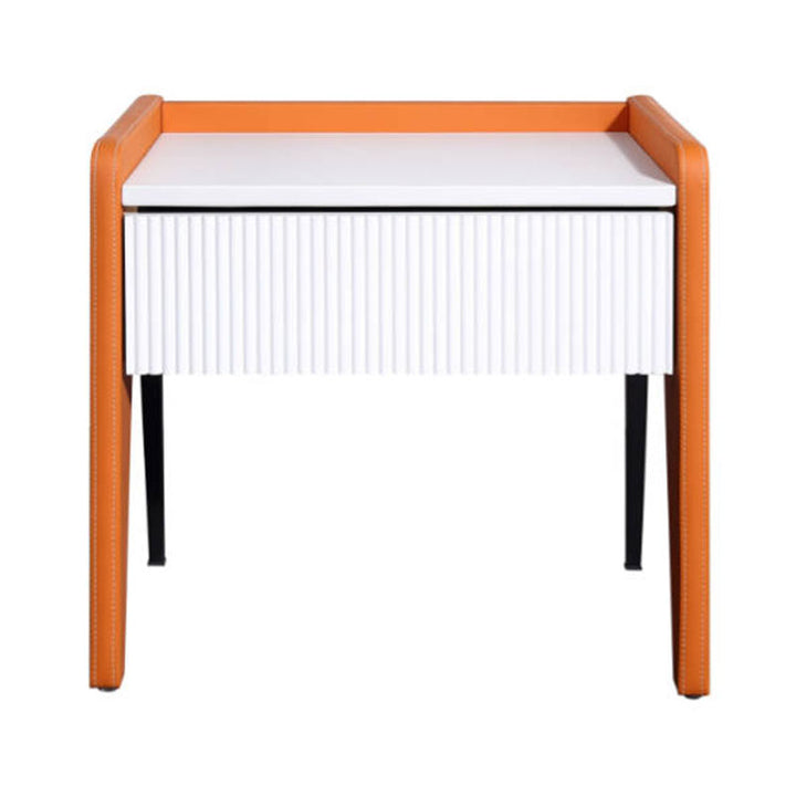 Table de chevet à 1 tiroir avec rainure verticale traditionnelle française - table de chevet carrée cannelée pour chambre à coucher 