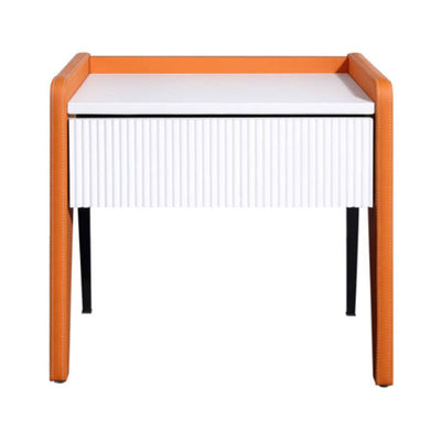 Traditional French Vertical Groove 1 Drawer Nightstand - Ribbed Square Bedside Table For Bedroom