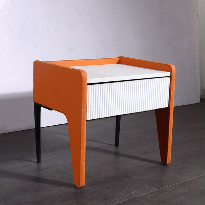 Table de chevet à 1 tiroir avec rainure verticale traditionnelle française - table de chevet carrée cannelée pour chambre à coucher 