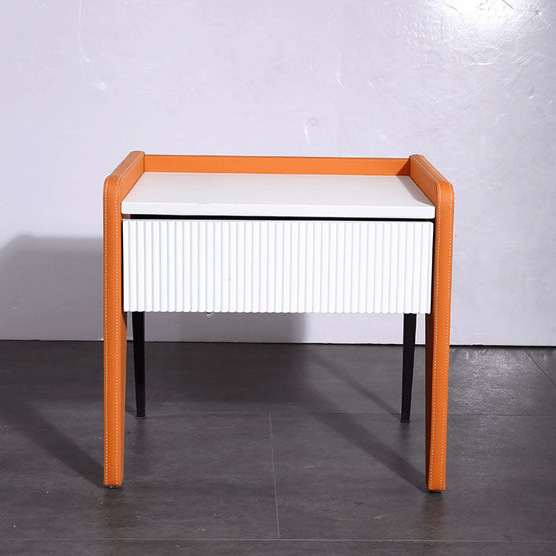 Table de chevet à 1 tiroir avec rainure verticale traditionnelle française - table de chevet carrée cannelée pour chambre à coucher 