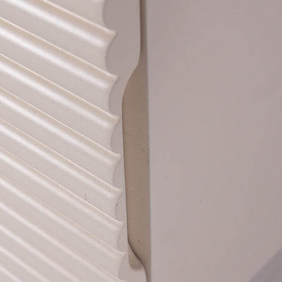 Modern Minimalist Polished Metal Legs Bedside Table - Ribbed 2 Drawer Nightstand For Bedroom