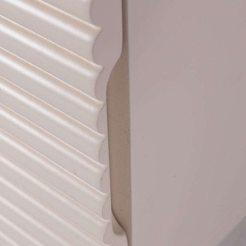 Modern Minimalist Polished Metal Legs Bedside Table - Ribbed 2 Drawer Nightstand For Bedroom