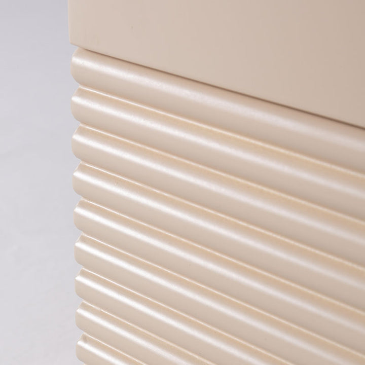 Modern Minimalist Polished Metal Legs Bedside Table - Ribbed 2 Drawer Nightstand For Bedroom