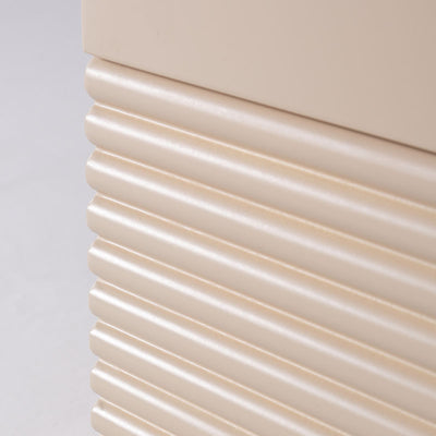 Modern Minimalist Polished Metal Legs Bedside Table - Ribbed 2 Drawer Nightstand For Bedroom