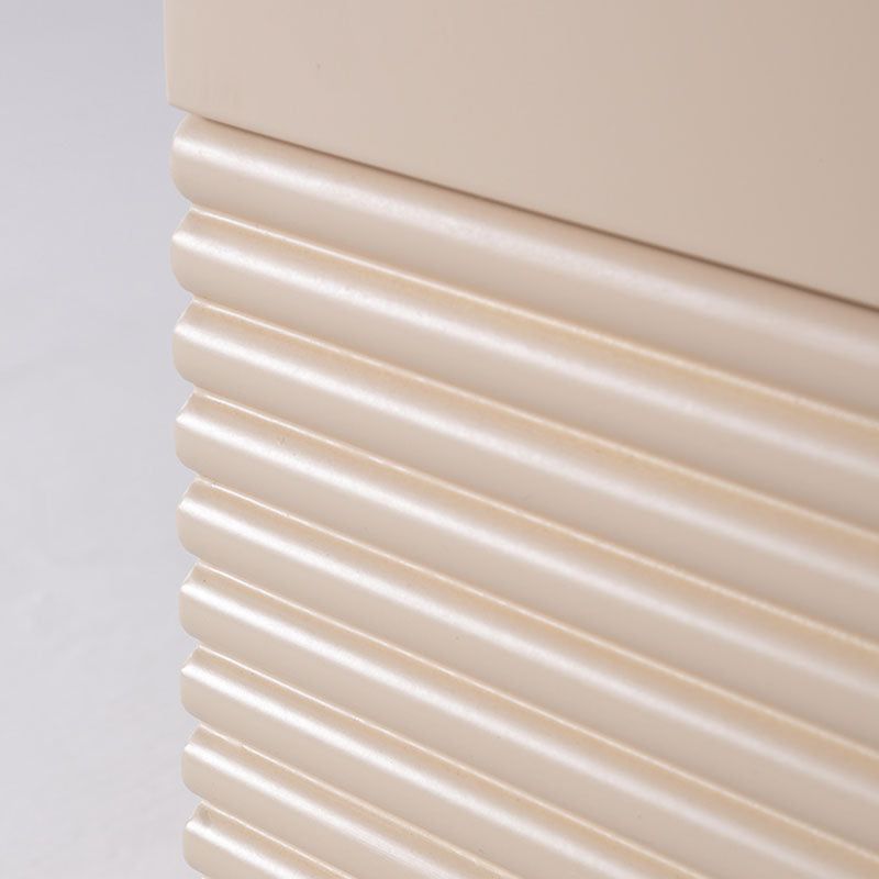 Modern Minimalist Polished Metal Legs Bedside Table - Ribbed 2 Drawer Nightstand For Bedroom