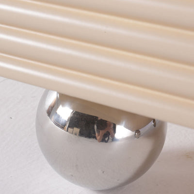 Modern Minimalist Polished Metal Legs Bedside Table - Ribbed 2 Drawer Nightstand For Bedroom