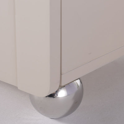 Contemporary Creative 2 Drawers Nightstand - Curved Front Stainless Steel Ball Legs Bedside Table For Bedroom