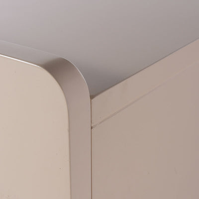 Contemporary Creative 2 Drawers Nightstand - Curved Front Stainless Steel Ball Legs Bedside Table For Bedroom