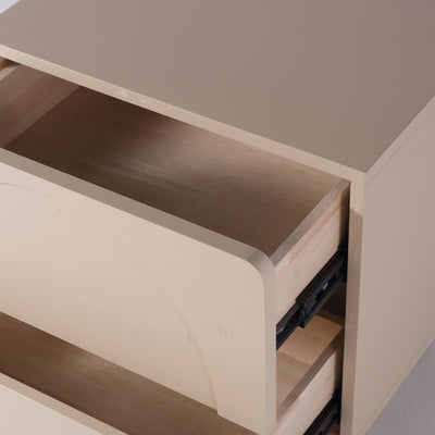 Contemporary Creative 2 Drawers Nightstand - Curved Front Stainless Steel Ball Legs Bedside Table For Bedroom