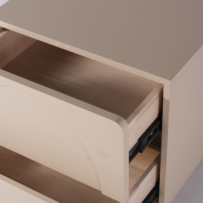 Contemporary Creative 2 Drawers Nightstand - Curved Front Stainless Steel Ball Legs Bedside Table For Bedroom